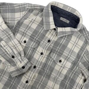 Outerknown Plaid Flannel Shirt Jacket Womens XS/S Gray Cream Button Up Casual